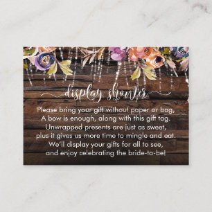 Wood Lights Boho Blume Brautparty anzeigen Begleitkarte