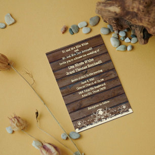 Wood Planks Shabby Lace Country Einladung Hochzeit