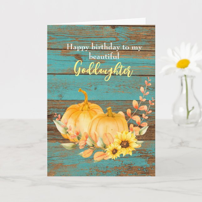 Wood Pumpkin Sonnenblume Fall Geburtstag GodTochte Karte (Kleine Pflanze)