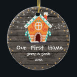 Wood Rustic Our First Home Christmas Ornament<br><div class="desc">Personalized  Wood Rustic Our First Home Christmas Ornament
Wording can be changed into any occasion</div>
