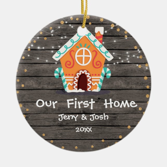 Wood Rustic Our First Home Christmas Ornament (Vorne)