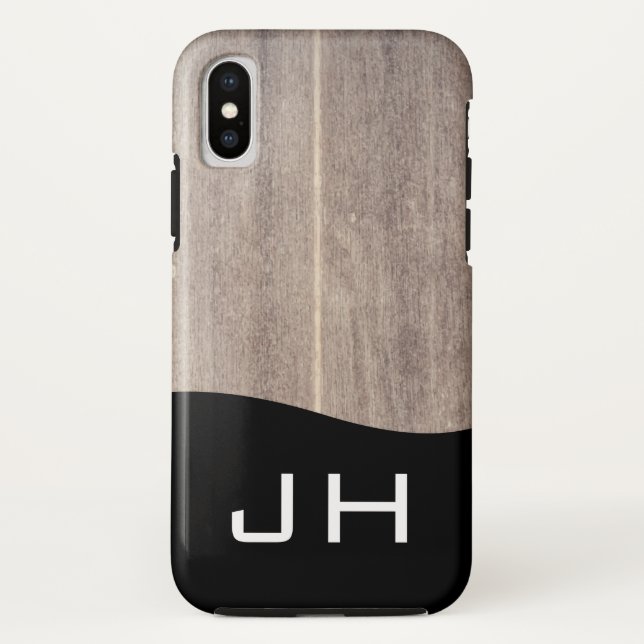 Wood Rustic Zwei-Buchstaben-Monogramm Case-Mate iPhone Hülle (Rückseite)