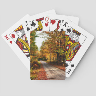 Wood trail with fall foliage spielkarten