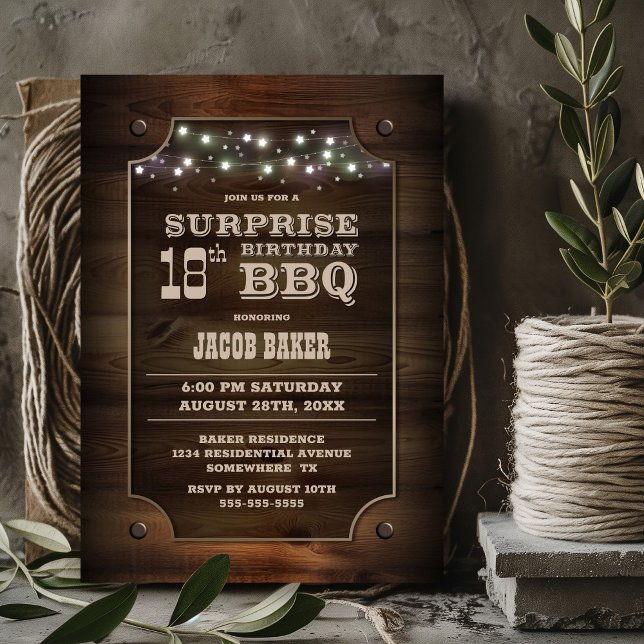 Wood Überraschung 18. Geburtstag GRILLEN Einladung (Von Creator hochgeladen)