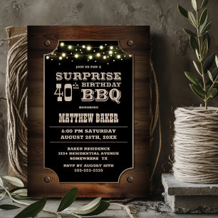 Wood Überraschung 40. Geburtstag GRILLEN Einladung