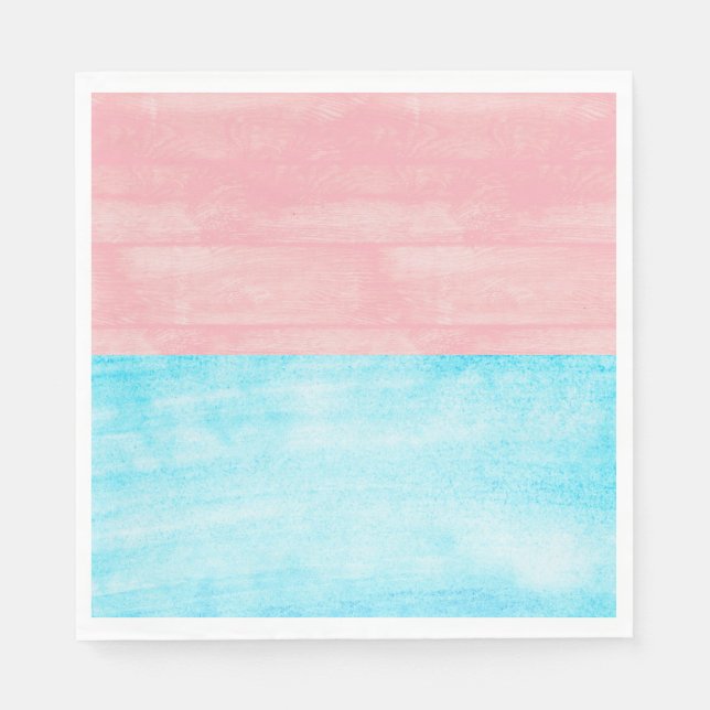 Wood Watercolor Pink und Blue Baby Gender Reveal Serviette (Vorderseite)