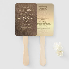 Wood Wedding Program Hand Fan Fächer