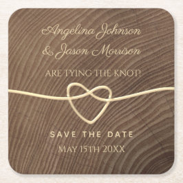Wood Wedding speichert das Datum Rechteckiger Pappuntersetzer