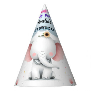 Wood White Elephant Geburtstag Erster Geburtstag Partyhütchen