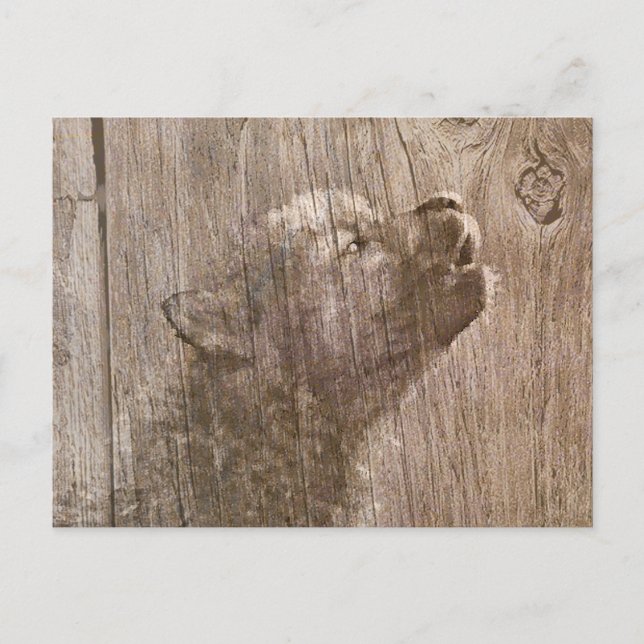 Wood Wolf Pup Art Postkarte (Vorderseite)