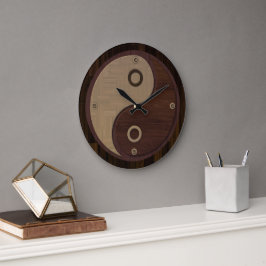 Wood Yin Yang Wall Clock Große Wanduhr
