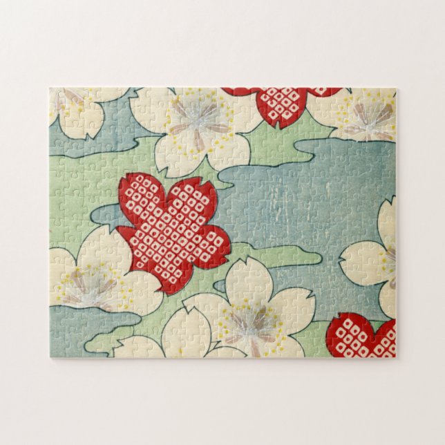 Woodblock Druck der Hartriegel-Blüten (Horizontal)