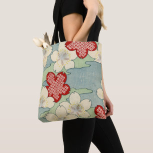 Woodblock Druck der Hartriegel-Blüten Tasche