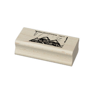 Woodblock GebirgsBriefmarke Gummistempel