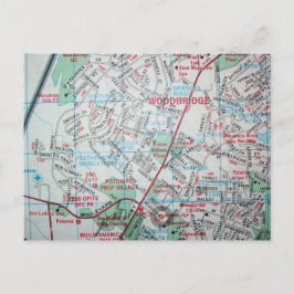 WOODBRIDGE, VA Vintag Map Postcard Postkarte