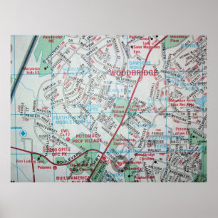 Woodbridge, VA Vintag Map Poster