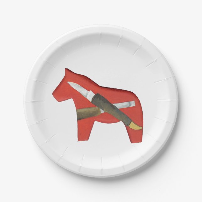 Woodcarving Horse Plate Pappteller (Vorderseite)