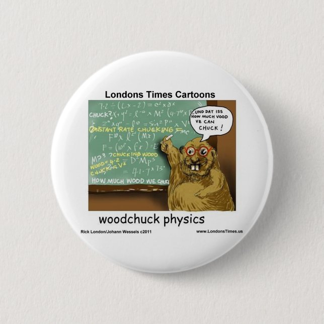 Woodchuck Physik Funny gibt T-Shirts Tasse & Karte Button (Vorderseite)