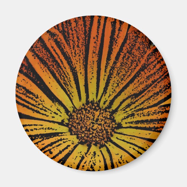 Woodcut Daisy Magnet (Vorne)