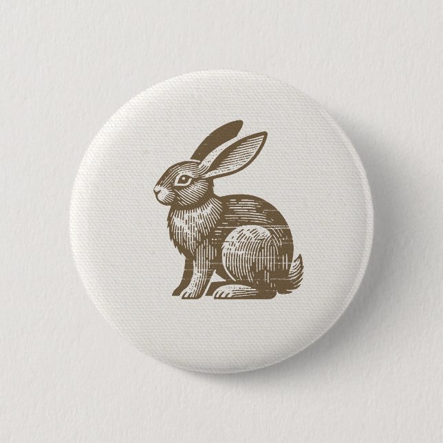 Woodcut Rabbit Button (Vorderseite)