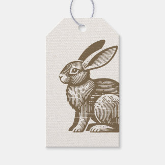 Woodcut Rabbit Tag Geschenkanhänger