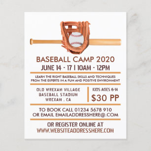 Wooden Baseball Bat & Gear, Baseball Advert Flyer