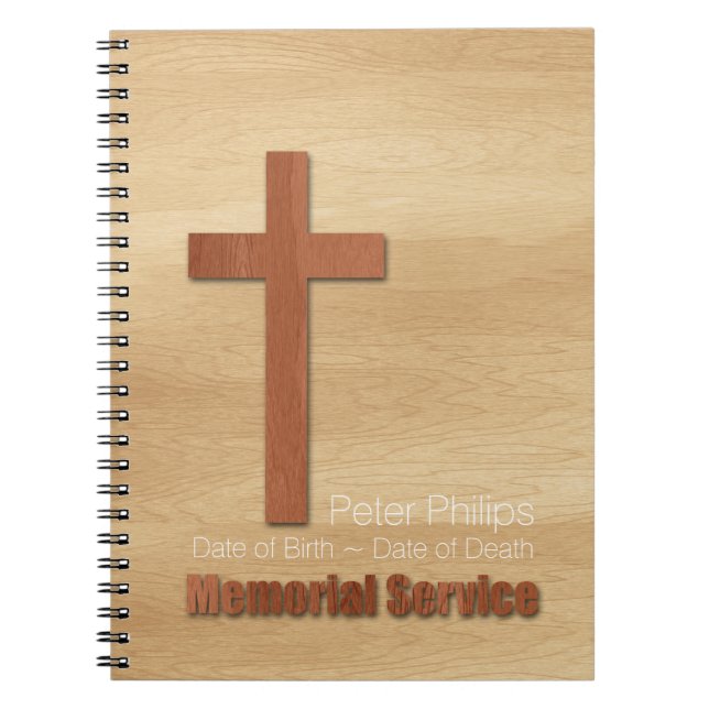 Wooden Cross Christian Memorial Service Livre d'or (Devant)