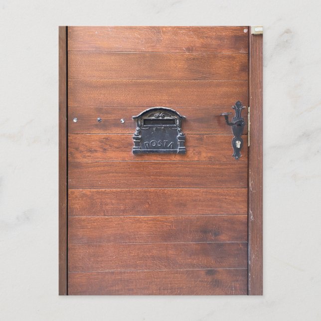 Wooden Door with Letter Slot Postkarte (Vorderseite)