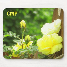 Wooden Fence and Yellow Rose your Initials Mousepad