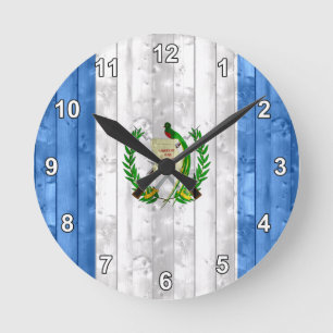 Wooden Guatemalan Flag Runde Wanduhr