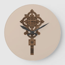 Wooden Hand Cross  Große Wanduhr