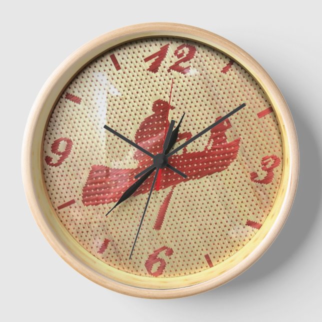 wooden handmade bamboo weaving custom wall clock  uhr (Vorderseite)