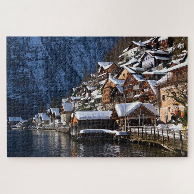 Wooden lakeside houses in Hallstatt, Austria (Horizontal)
