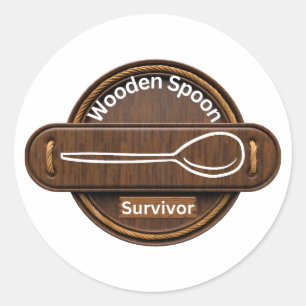 Wooden Löffel Survivor beliebt Runder Aufkleber