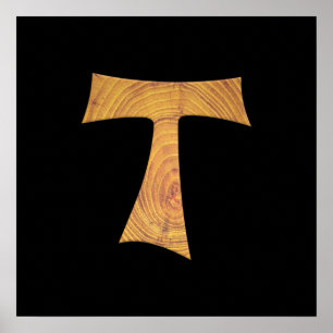 Wooden Look Franciscan Tau Cross Poster