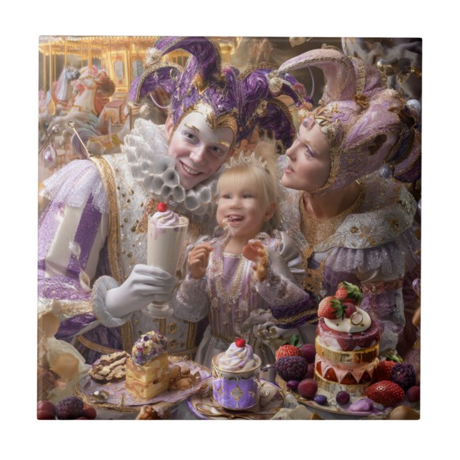 "Wooden Memory Box: Carousel of Sweets and Love in Fliese (Vorderseite)