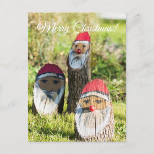 Wooden Santa Claus Feiertagspostkarte