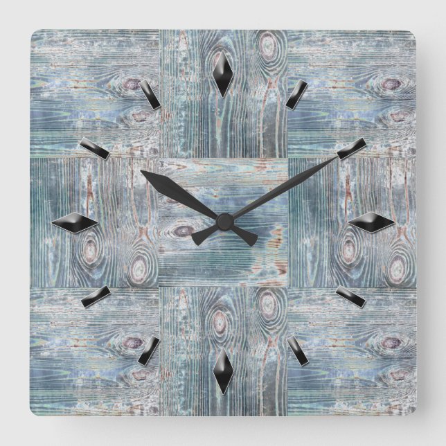 Wooden textured patches elemente natural design wo quadratische wanduhr (Vorderseite)