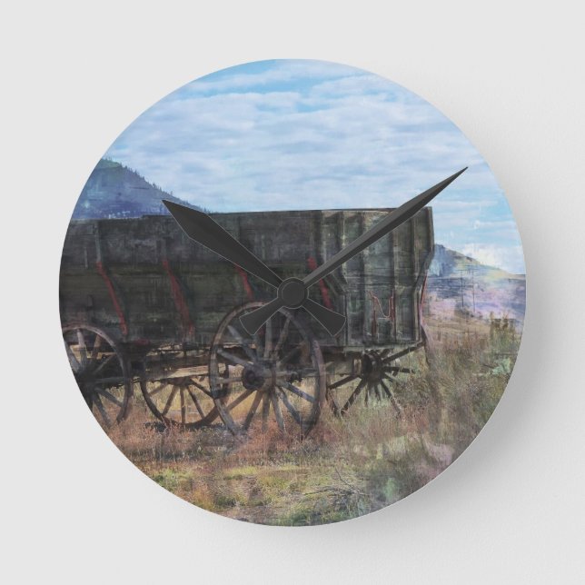 Wooden Wagon Clock Runde Wanduhr (Vorderseite)
