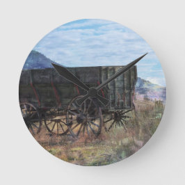 Wooden Wagon Clock Runde Wanduhr