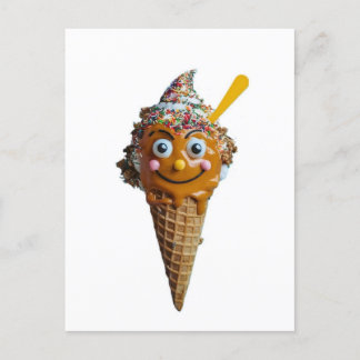 Wooden wall painting with ice cream design. postkarte