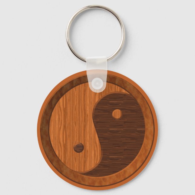 Wooden Yin Yang Schlüsselanhänger (Vorderseite)