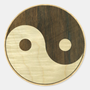 Wooden Yin Yang Symbol Runder Aufkleber