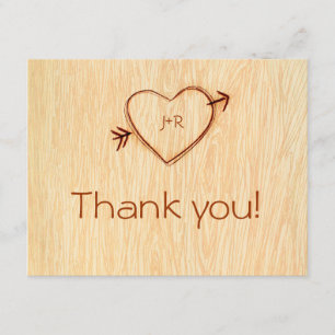Woodgrain avec coeur Merci Note