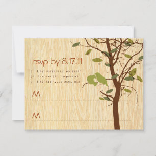 Woodgrain mit Liebe-Vögel UAWG RSVP Karte