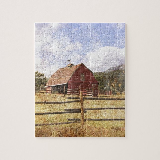 Woodgrain Western Country Farm Primitive Red Barn (Vertikal)
