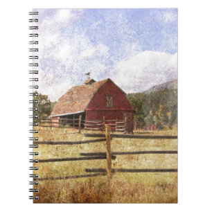 Woodgrain Western Country Farm Primitive Red Barn Notizblock