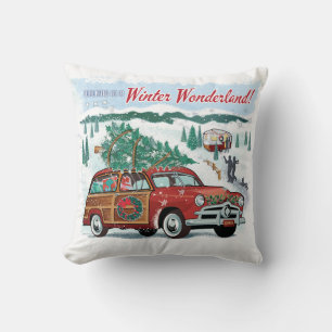 Woodie Wagon Retro Christmas Kissen
