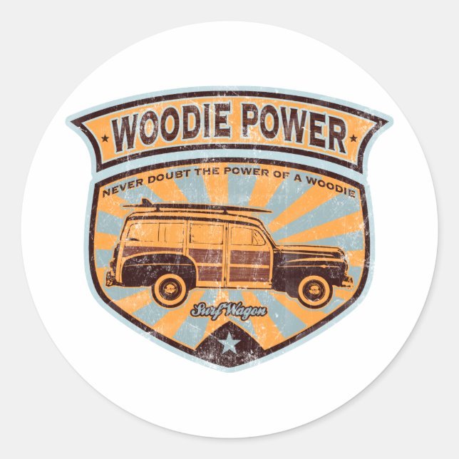 Woodie Wagon Runder Aufkleber (Vorderseite)