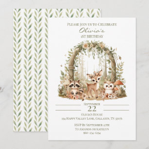 Woodland - 1er anniversaire Invitation